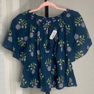 NEW Old Navy floral cotton blouse top medium